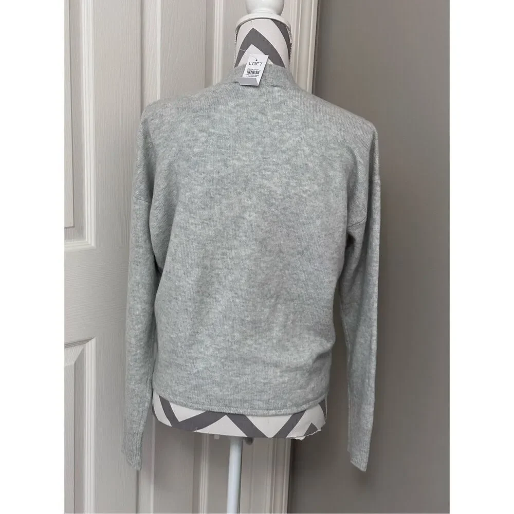 LOFT light gray tie front sweater